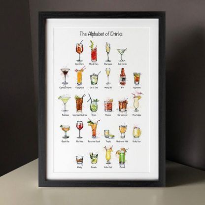 The Alphabet of Drinks A3 Print - Framed - Image 3