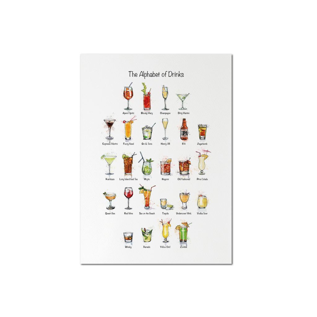 The Alphabet of Drinks A4 print