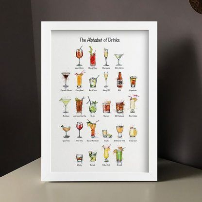 The Alphabet of Drinks A4 Print - Framed - Image 2