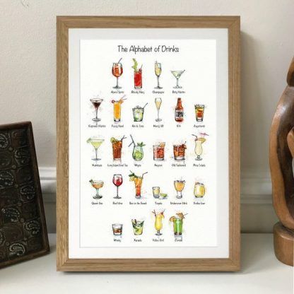 The Alphabet of Drinks A3 Print - Framed