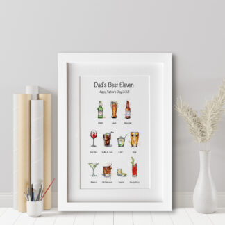 Dads Best Eleven Drinks Print